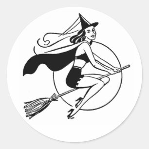 Retro-Hexen-Aufkleber Runder Aufkleber