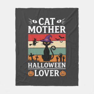 Retro-Hexen-Design für Halloween-Katz-Mutter-Liebh Fleecedecke