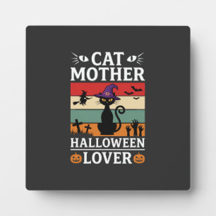 Retro-Hexen-Design für Halloween-Katz-Mutter-Liebh Fotoplatte
