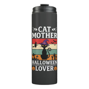 Retro-Hexen-Design für Halloween-Katz-Mutter-Liebh Thermosbecher