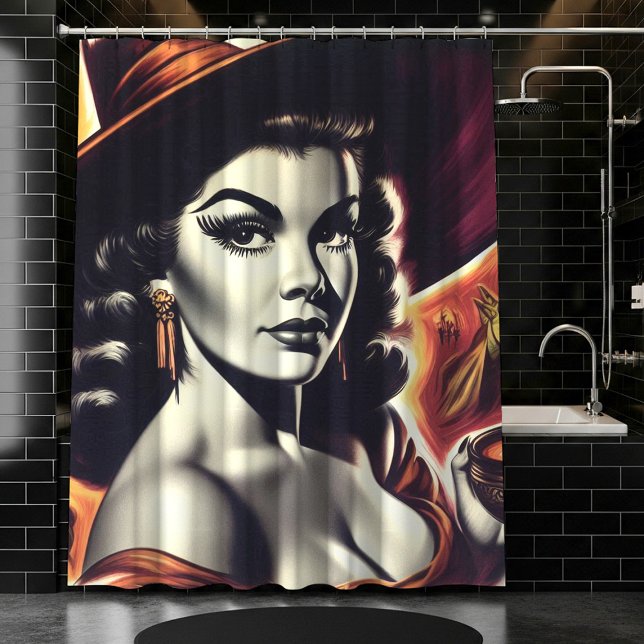 Retro-Hexen-Pin-up Duschvorhang (Von Creator hochgeladen)