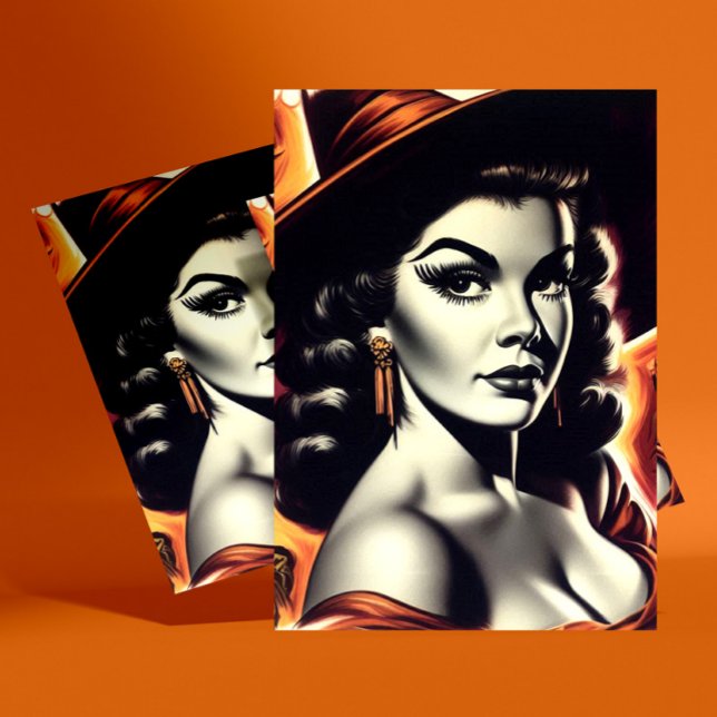 Retro-Hexen-Pin-up Postkarte (Von Creator hochgeladen)