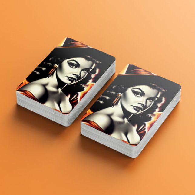Retro-Hexen-Pin-up Spielkarten (Von Creator hochgeladen)
