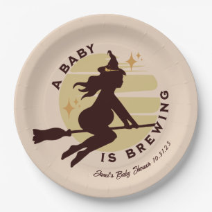 Retro Hexenbaby braut Baby Shower Pappteller
