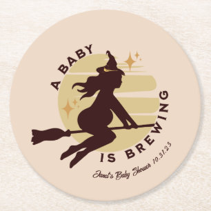 Retro Hexenbaby braut Baby Shower    Runder Pappuntersetzer