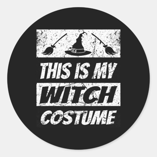 Retro Hexenmeister Halloween Matching Group Kostüm Runder Aufkleber (Vorderseite)