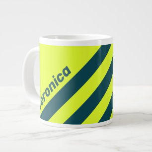 Retro HI VIS Gelb Drei Streifen mit Namen Jumbo-Tasse