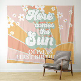 Retro Hier kommt die Sonne Daisy Sonnenschein Gebu Wandteppich