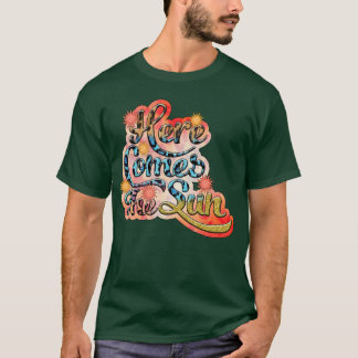 Retro Hier kommt die Sonnenblumen Sommer Familie V T-Shirt