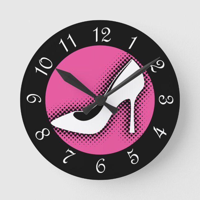 Retro High Heel Shoel Round Clock Runde Wanduhr (Vorderseite)