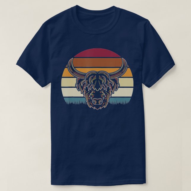 Retro Highland Cow T-Shirt (Design vorne)