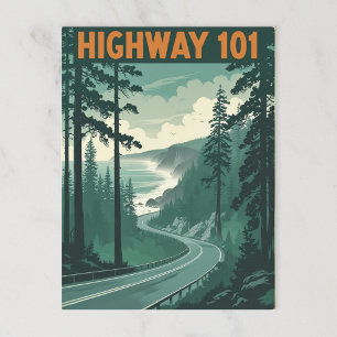 Retro Highway 101 California Coastline Postkarte