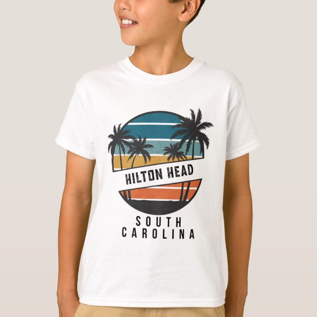 Retro Hilton Head South Carolina Surfbrett Surfen T-Shirt (Vorderseite)