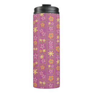 Retro Himbeer-Patchwork-Blumenmuster Thermosbecher