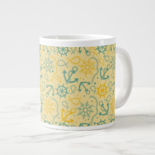 Retro Hintergrund mit Anker, Seile Jumbo-Tasse