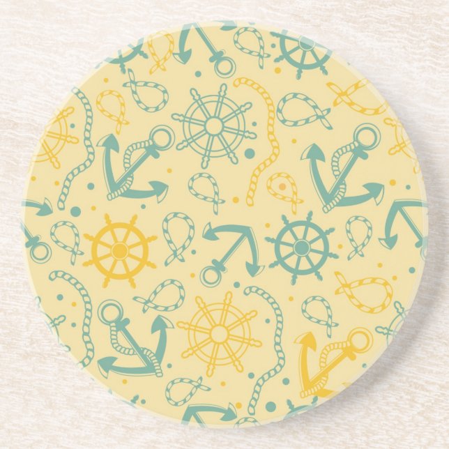 Retro Hintergrund mit Anker, Seile Sandstein Untersetzer (Vorne)