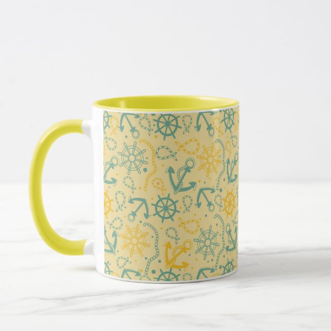 Retro Hintergrund mit Anker, Seile Tasse (Links)