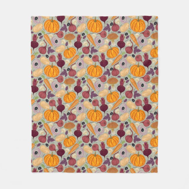 Retro Hintergrund vom Frischgemüse Fleecedecke (Vorderseite)