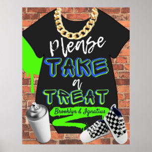 Retro-Hip-Hop-Baby-Shower-Urban-Treat-Schild Poster