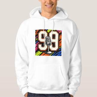 Retro-Hip-Hop-Graffiti-99- und Mikrofon-Weißer Hoo Hoodie