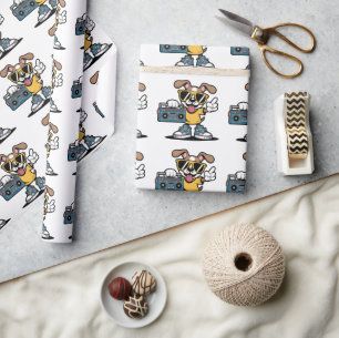 Retro Hip Hop Hund: Cooler Cartoon Welpe Geschenkpapier
