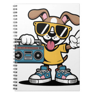 Retro Hip Hop Hund: Cooler Cartoon-Welpe Notizblock
