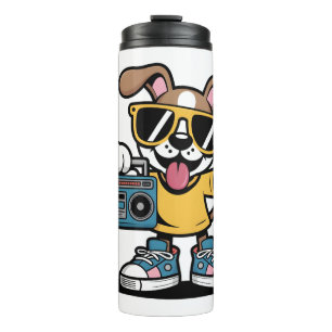 Retro Hip Hop Hund: Cooler Cartoon-Welpe Thermosbecher