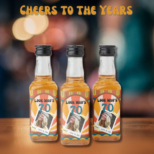 Retro Hippie 60's Custom Foto 70. Geburtstag Alkoholflaschenetikett