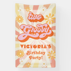Retro Hippie 70er Jahre Zwei Groovy Geburtstagspar Banner