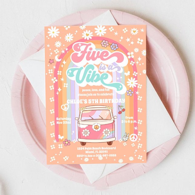 Retro Hippie Birthday Invitation (Créateur téléchargé)