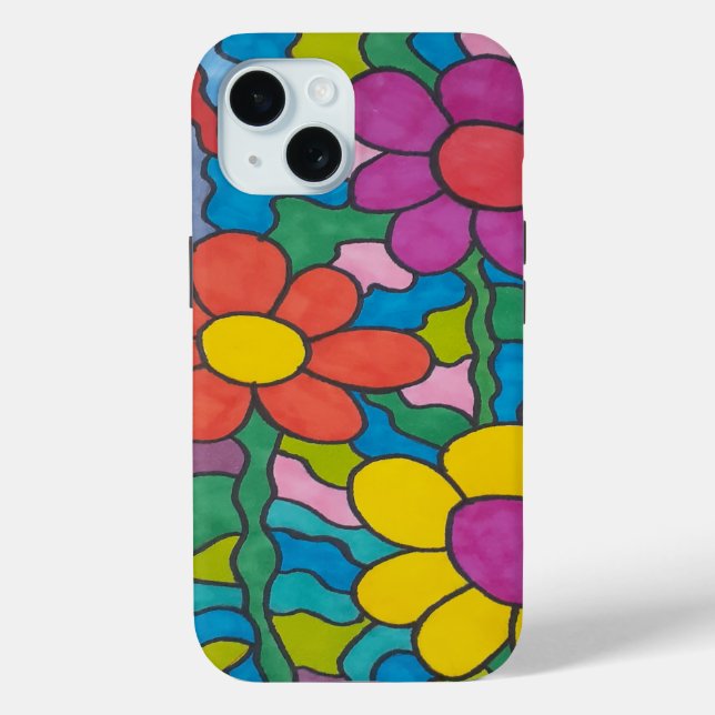 Retro Hippie Blume Art Case-Mate iPhone Hülle (Rückseite)