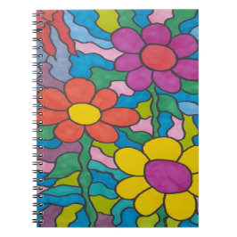 Retro Hippie Blume Art  Notizblock