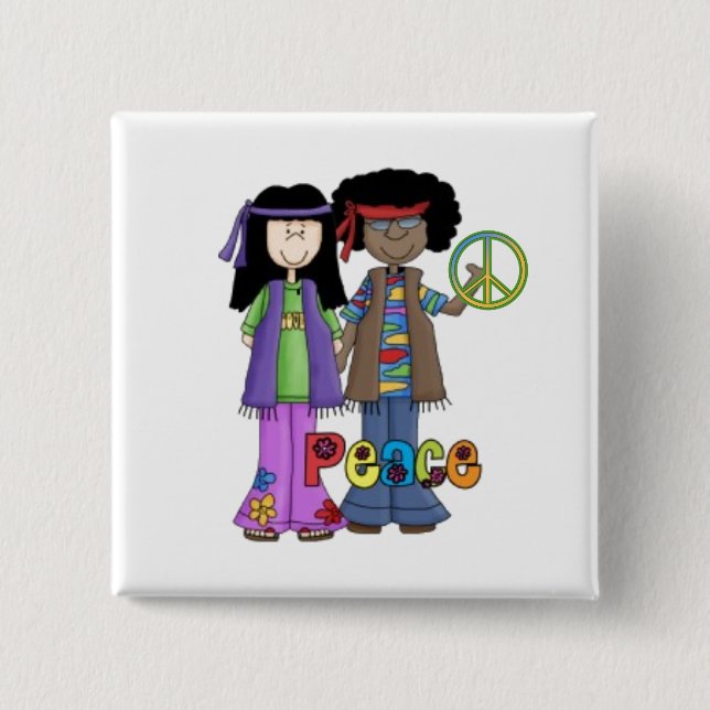 Retro Hippie Blume Children Button (Vorderseite)