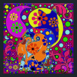 Retro Hippie Blume Power Paisley Cat Pop Art Poster<br><div class="desc">Helle Retro-farbige Hippie-Blume mit einem versteckten Kätzchen. Für eine farbenfrohe Dekoration besuchen Sie die Erholung dieses Shops!</div>