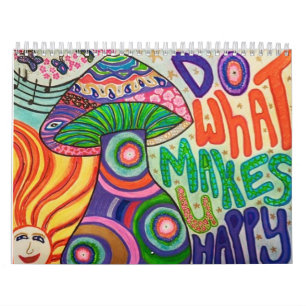 Retro Hippie Blume Power Vintager Kalender