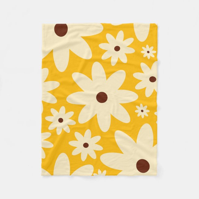 Retro-Hippie-Blumen Fleecedecke (Vorderseite)