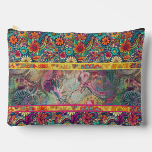Retro Hippie: Blumenfantasy Zippered Pouch Zubehörtasche