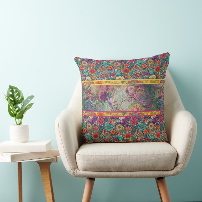 Retro Hippie: Fantasy-Pillow der Blumen Kissen (Stuhl )