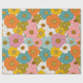 Retro Hippie Floral Geburtstag Geschenkpapier