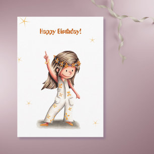 Retro Hippie Flower Carte d'anniversaire fille