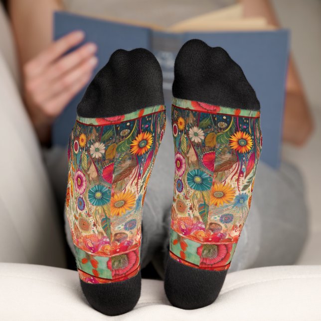 Retro Hippie: Folk Art Garden Socks Socken (Unterseite)