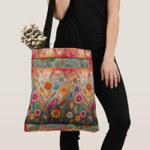 Retro Hippie: Folk Art Garden Tasche