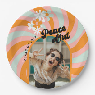 Retro Hippie Foto Abschluss Pappteller