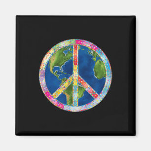 Retro Hippie Freiheit Friedenszeichen 60er 70er Ke Magnet