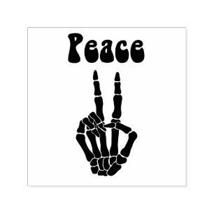 Retro-Hippie-Friedens-Skelett-Handzeichen Bild nur Permastempel