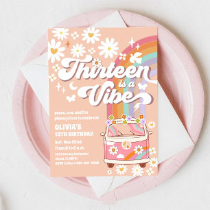 Retro-Hippie-Gänseblümchen-Geburtstagseinladung Einladung