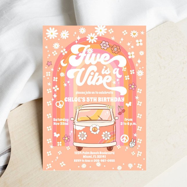 Retro-Hippie-Geburtstagseinladung Einladung (Von Creator hochgeladen)