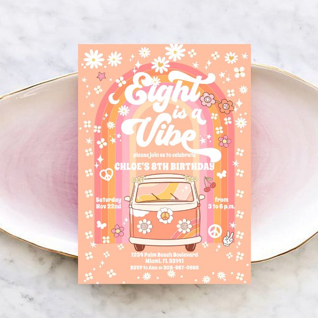 Retro-Hippie-Geburtstagseinladung Einladung (Von Creator hochgeladen)