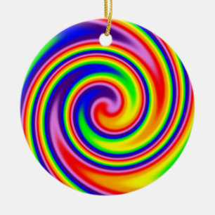 Retro Hippie Glückliche Regenbogenfarben Weiche Sp Keramik Ornament