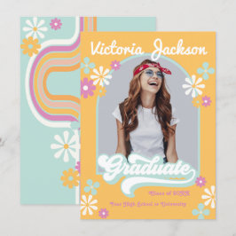 Retro Hippie Graduate Photo Faire-part